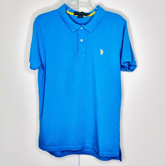 U.S. Polo Assn Men’s Blue Shirt - Short Sleeve Polo Sz Medium Y2K Preppy 2000s - Picture 1 of 5